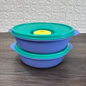 Tupperware Crystal Wave Microwave Divided Dishes Blue Green BPA-Free Easy Clean